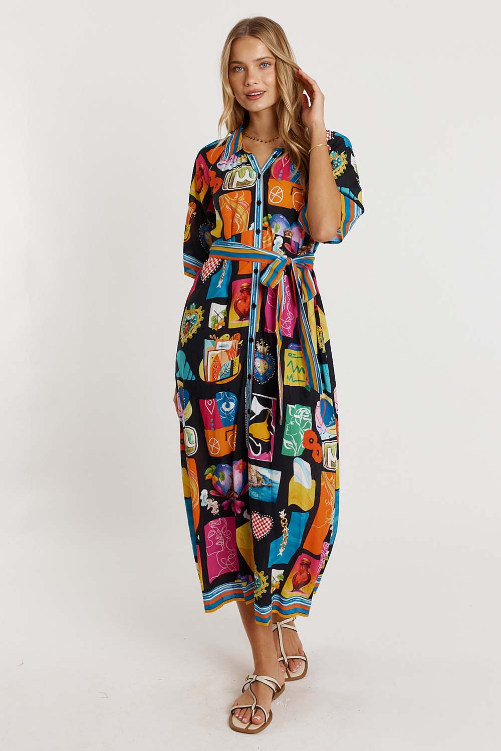 LulaLife Odette Buttoned Midi Black