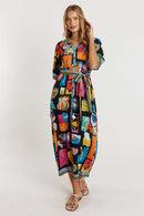 LulaLife Odette Buttoned Midi Black