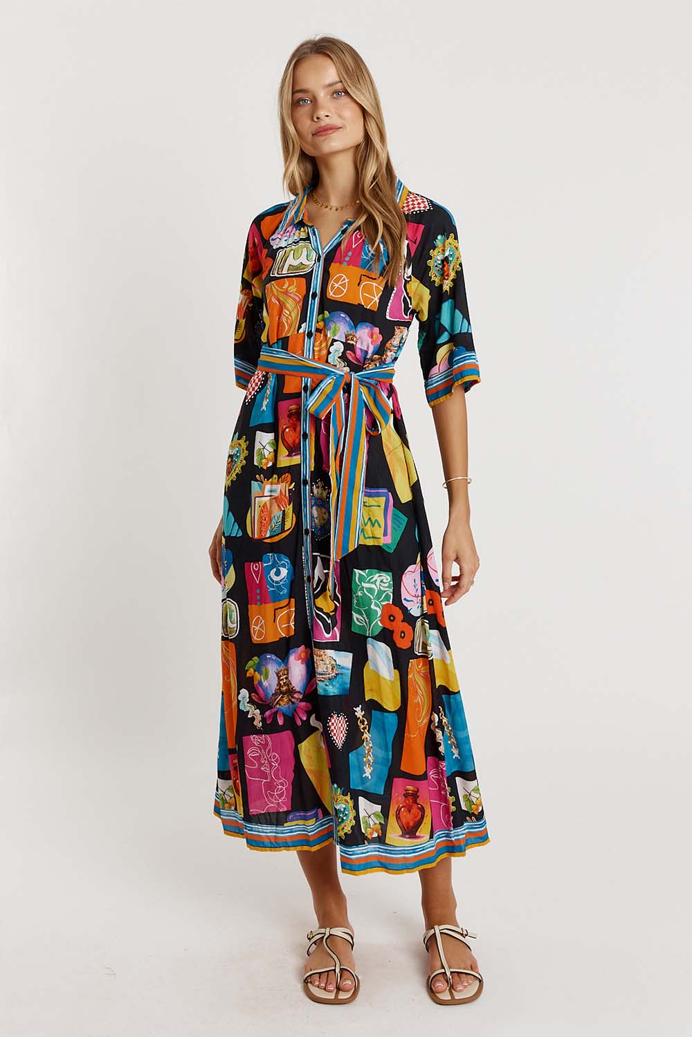 LulaLife Odette Buttoned Midi Black