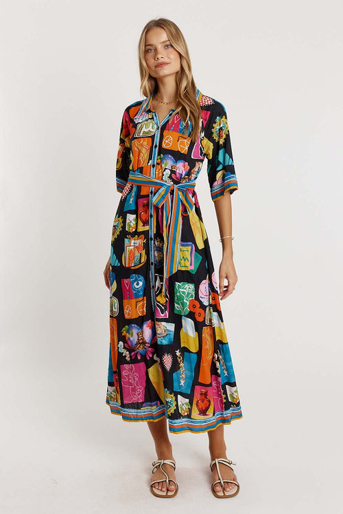LulaLife Odette Buttoned Midi Black
