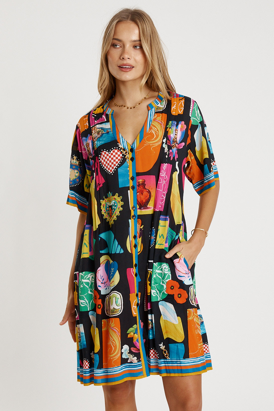 LulaLife Odette Tuck Dress Black