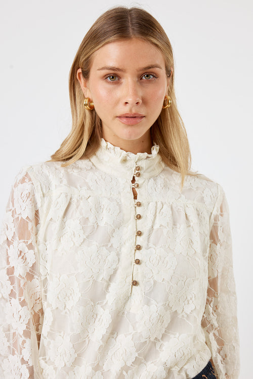 LulaSoul Chandler Lace Shirt Cream