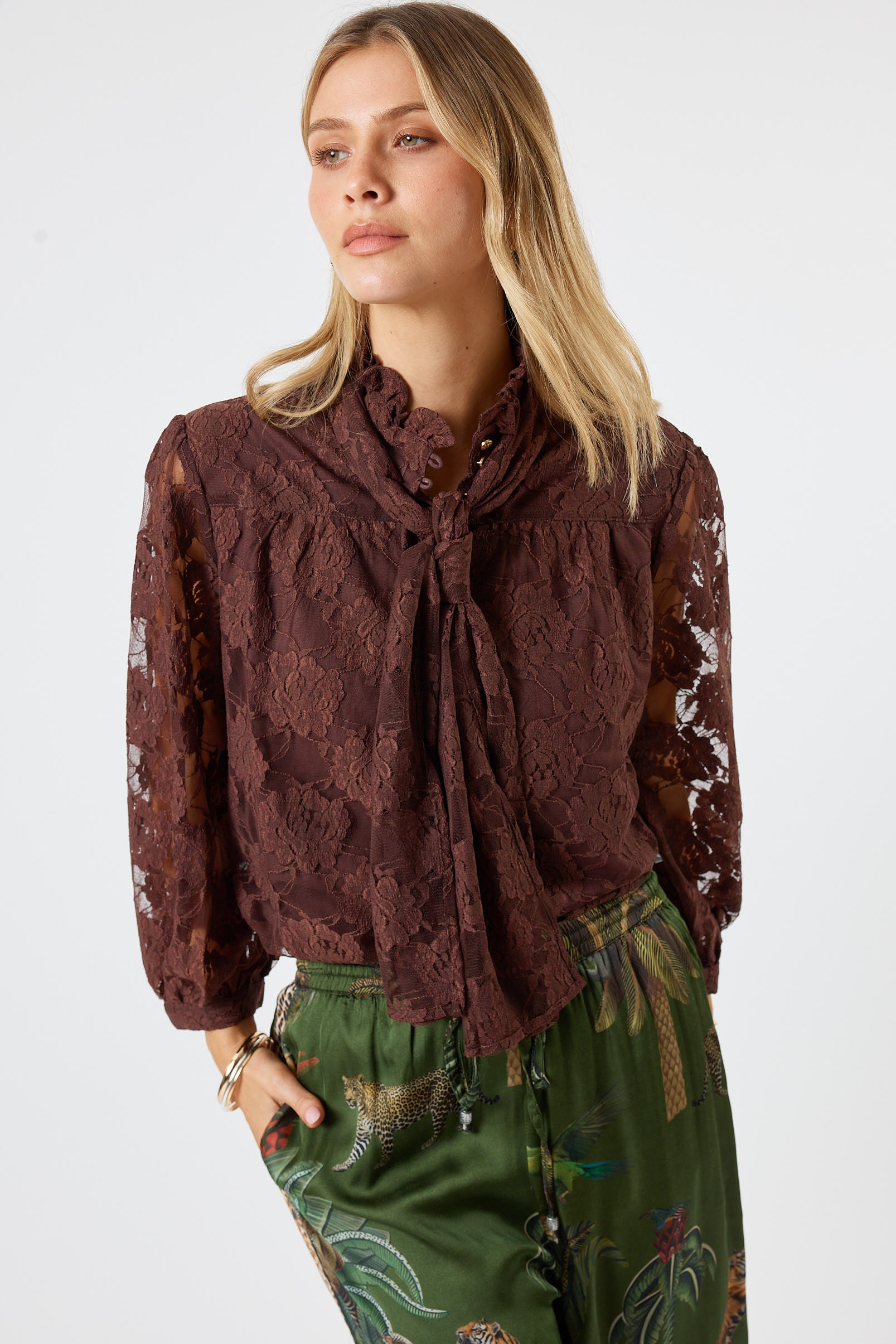 LulaSoul Chandler Lace Shirt Espresso