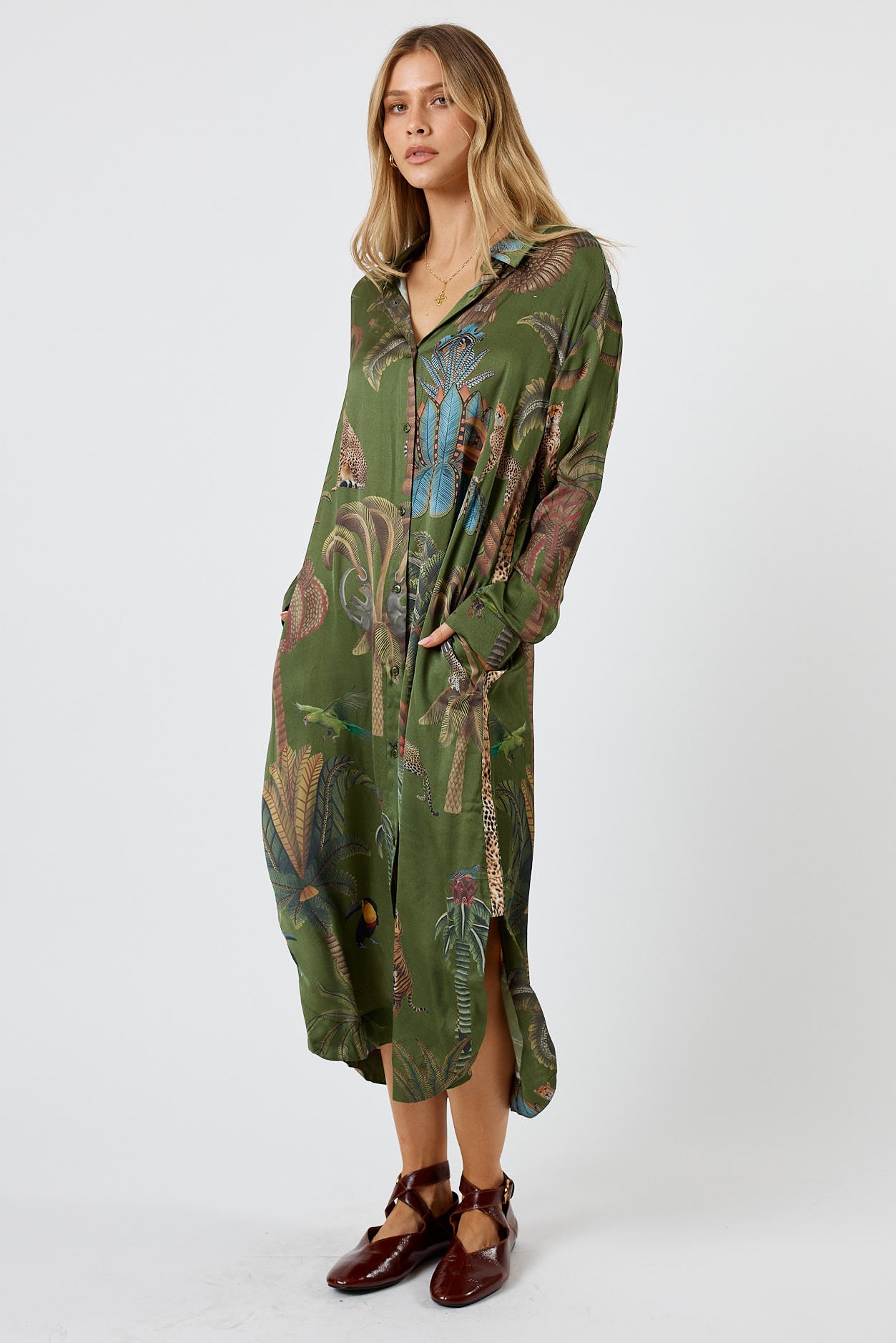 LulaSoul Cheetah Shirtmaker Olive