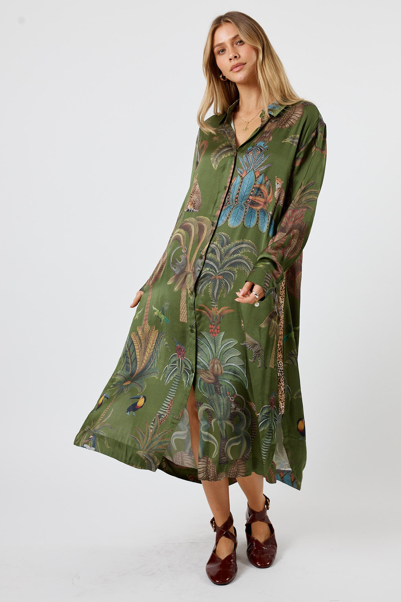 LulaSoul Cheetah Shirtmaker Olive