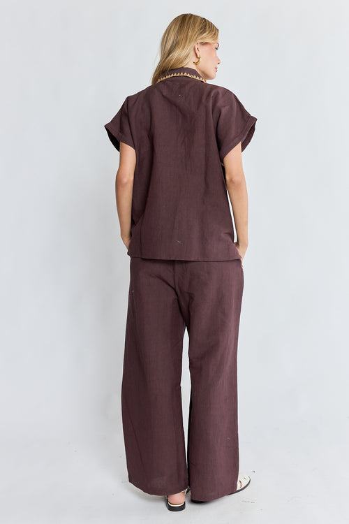 PRE SALE | LulaSoul Reine Short Sleeve Shirt Espresso