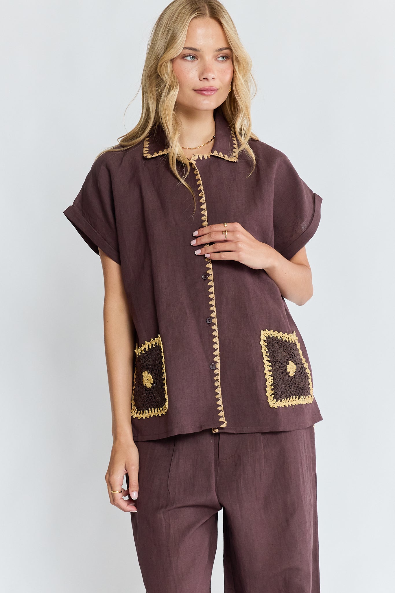 PRE SALE | LulaSoul Reine Short Sleeve Shirt Espresso