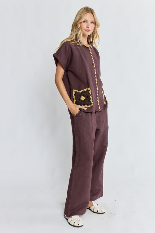 PRE SALE | LulaSoul Reine Short Sleeve Shirt Espresso