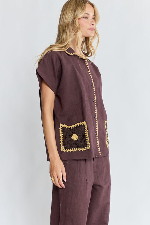 PRE SALE | LulaSoul Reine Short Sleeve Shirt Espresso