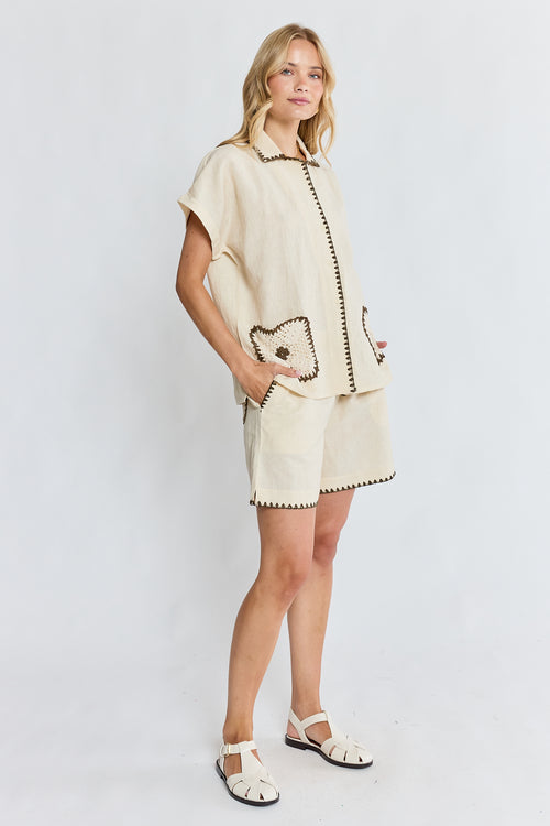 PRE SALE | LulaSoul Reine Short Sleeve Shirt Vanilla