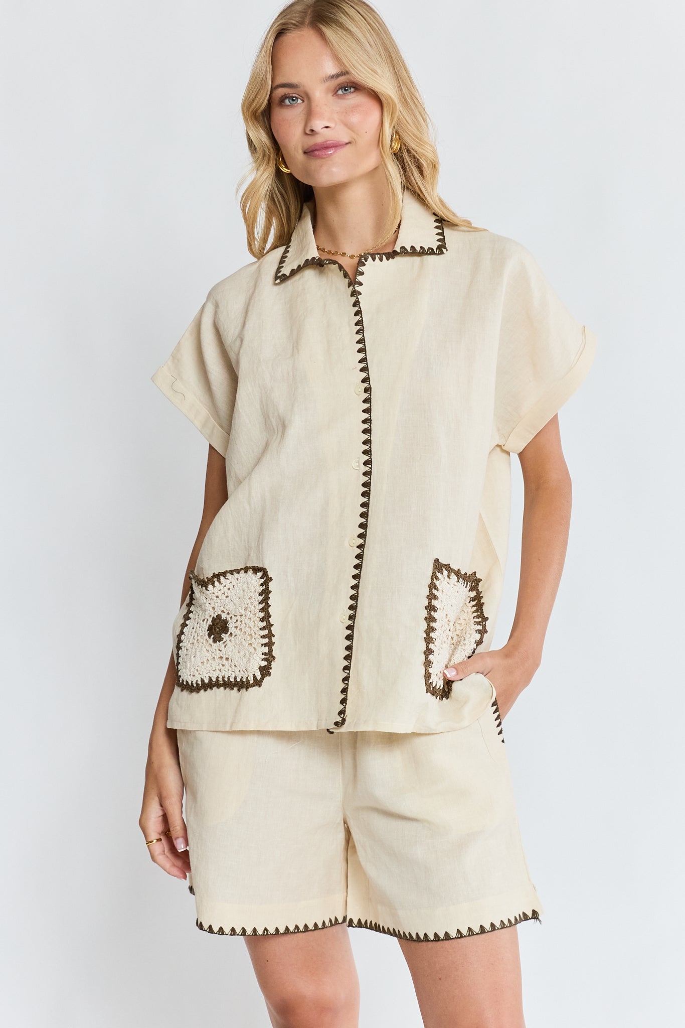 PRE SALE | LulaSoul Reine Short Sleeve Shirt Vanilla