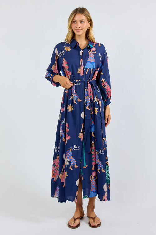 LulaSoul Summer Vibes Shirtdress Navy