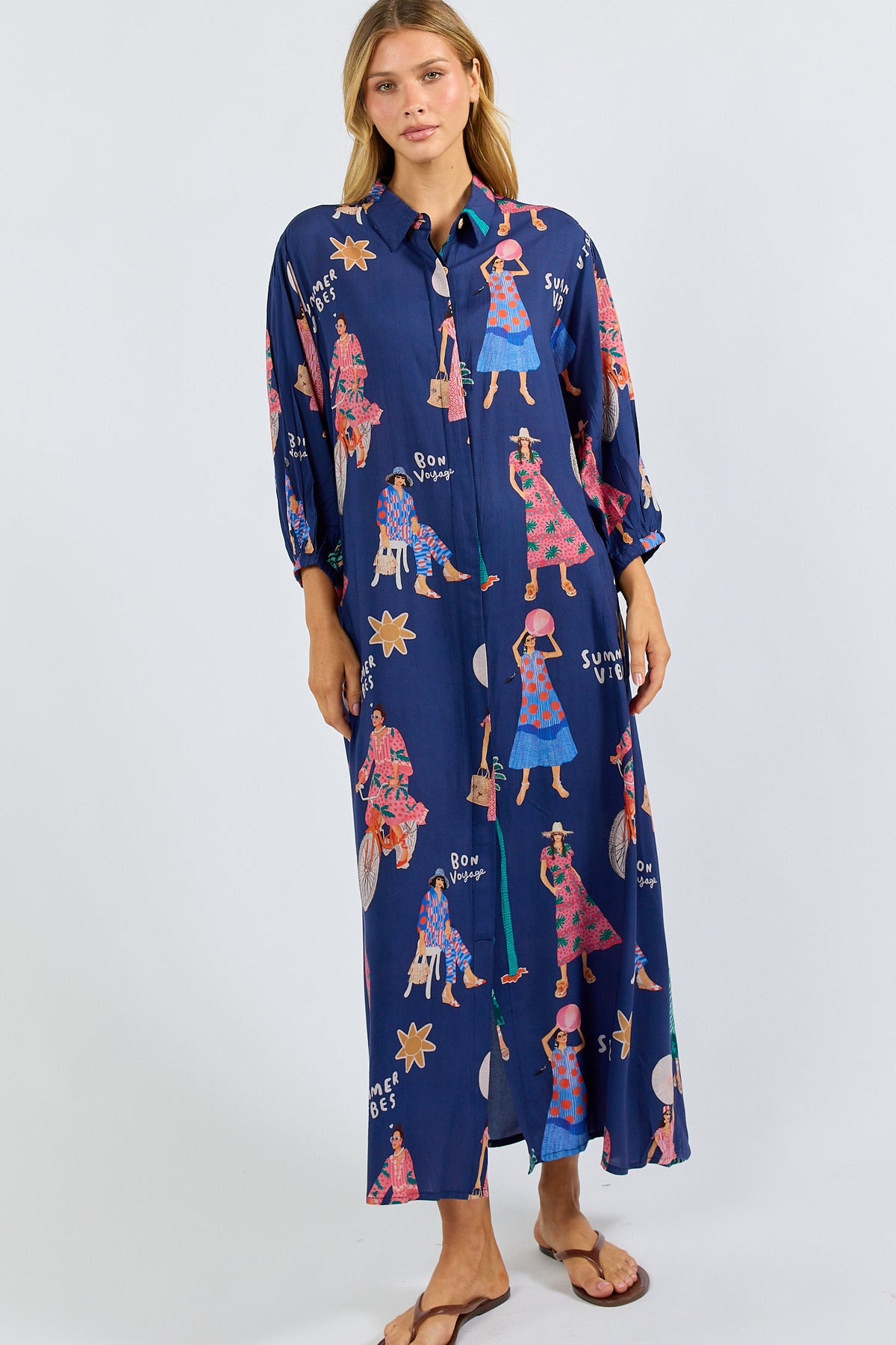 LulaSoul Summer Vibes Shirtdress Navy