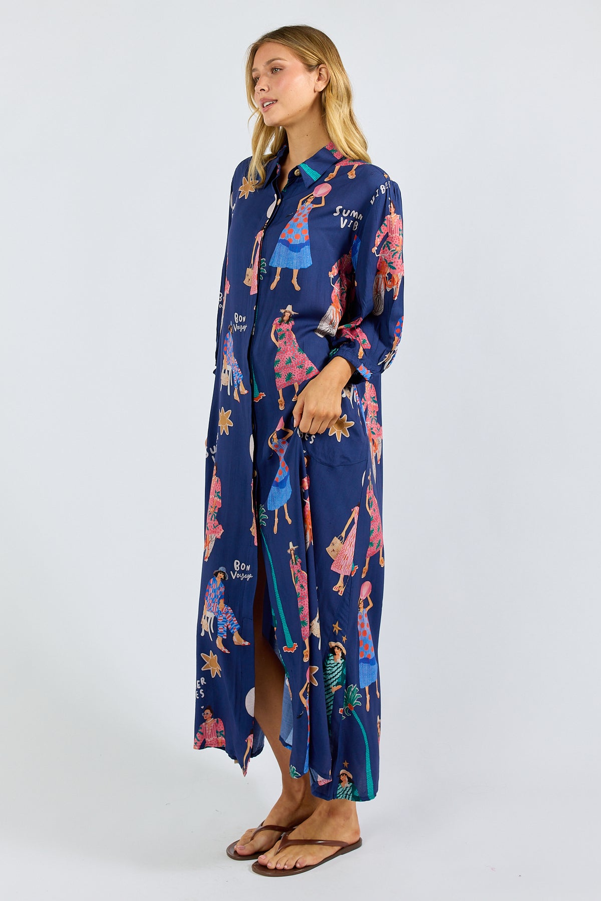 LulaSoul Summer Vibes Shirtdress Navy