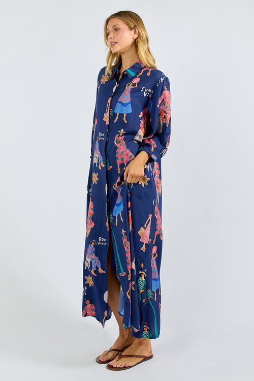 LulaSoul Summer Vibes Shirtdress Navy