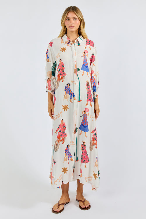 PRE SALE | LulaSoul Summer Vibes Shirtdress White