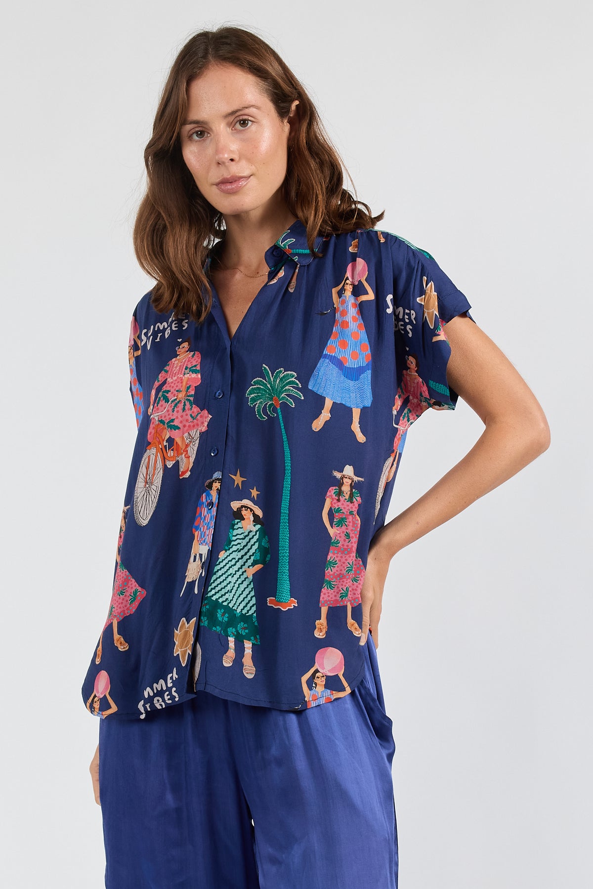 LulaSoul Summer Vibes Top Navy