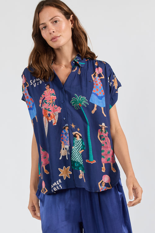 LulaSoul Summer Vibes Top Navy