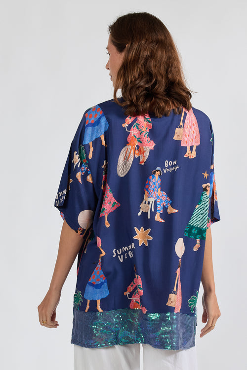 LulaSoul Summer Vibes Wide T Navy