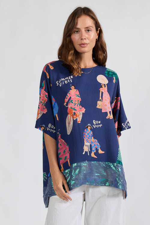 LulaSoul Summer Vibes Wide T Navy