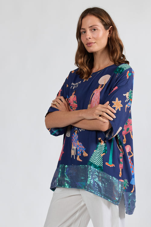 LulaSoul Summer Vibes Wide T Navy