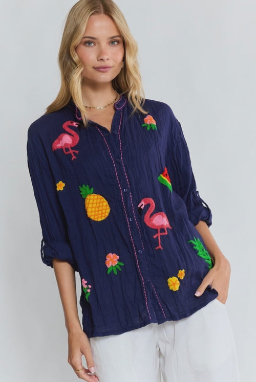 LulaLife Florida Shirt Navy
