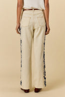 Rubyyaya Carmi Floral Embroidered Jean Natural