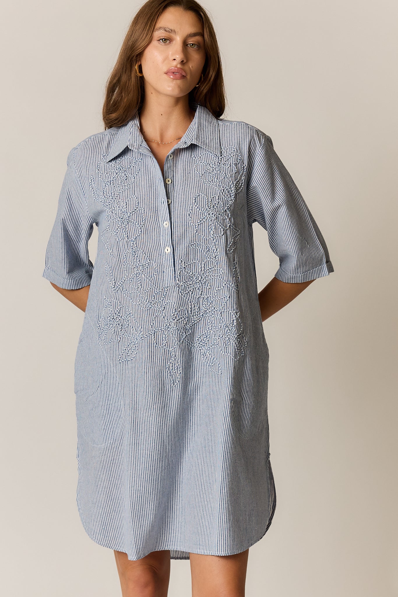 Rubyyaya Cornelli Dress Blue Stripe