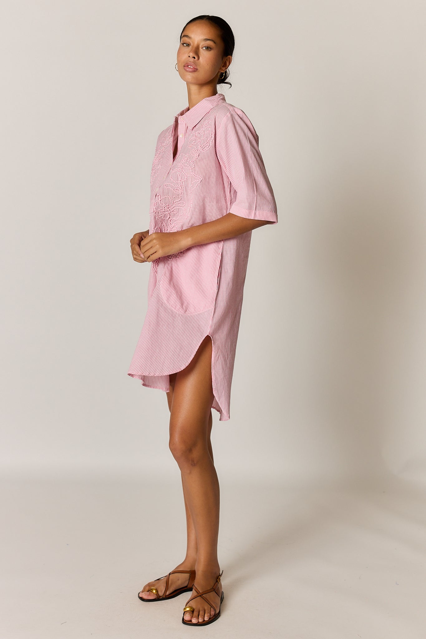 Rubyyaya Cornelli Dress Pink Stripe