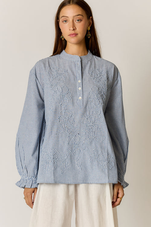 Rubyyaya Cornelli Shirt Stripe Blue