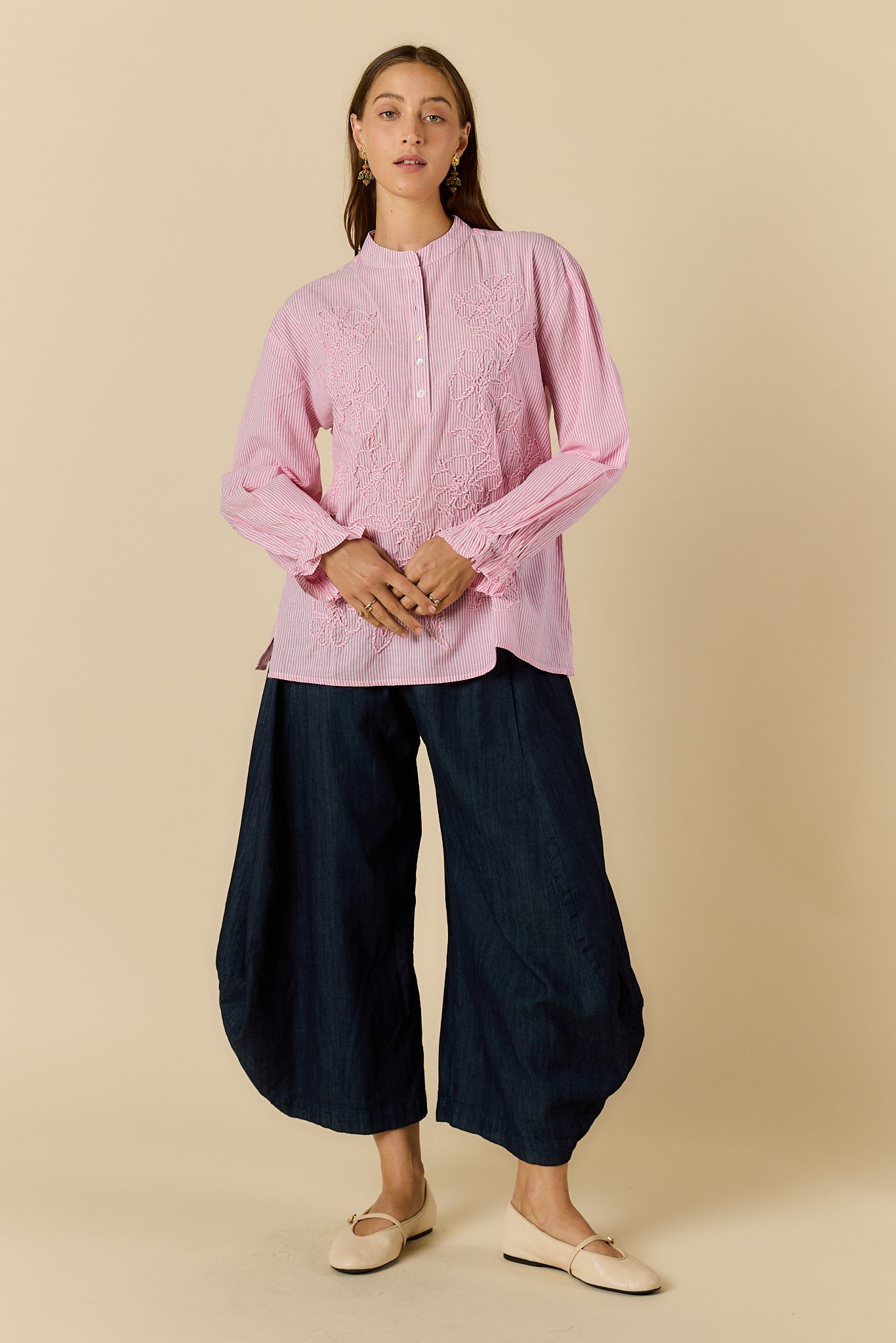Rubyyaya Cornelli Shirt Pink Stripe