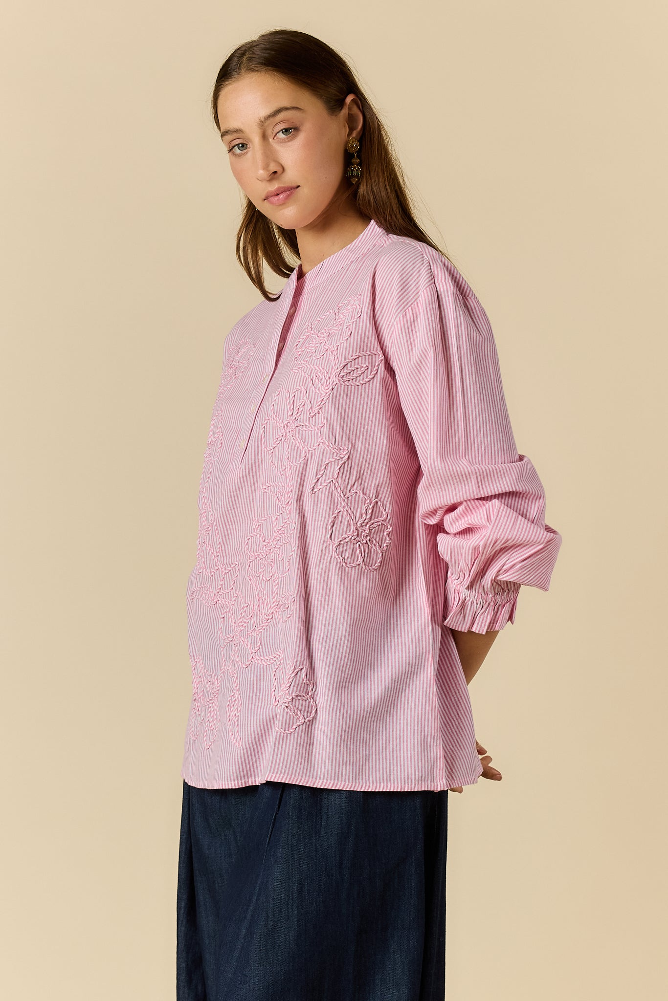 Rubyyaya Cornelli Shirt Pink Stripe