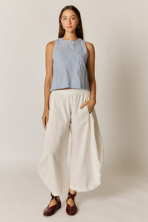 Rubyyaya Cornelli Stripe Top Blue