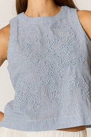 Rubyyaya Cornelli Stripe Top Blue