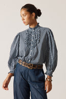 Rubyyaya Countryside Frill Top Navy