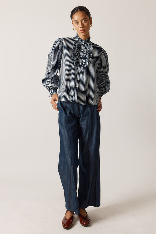 Rubyyaya Countryside Frill Top Navy
