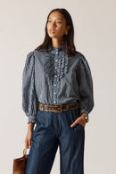 Rubyyaya Countryside Frill Top Navy