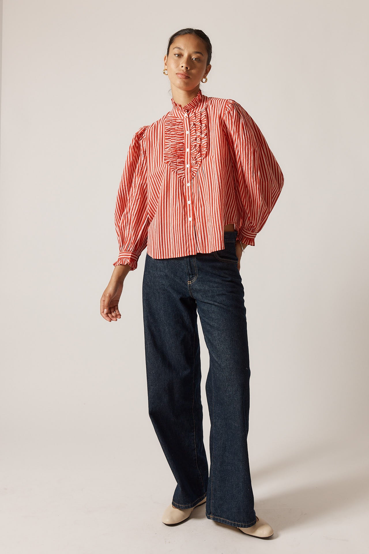 Rubyyaya Countryside Frill Top Red