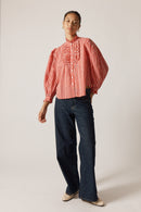 Rubyyaya Countryside Frill Top Red