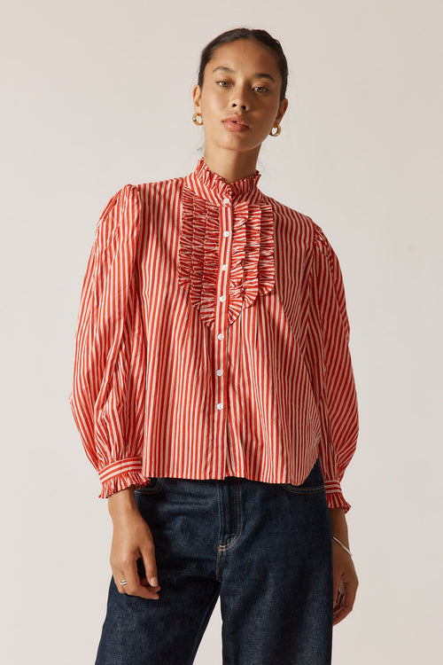 Rubyyaya Countryside Frill Top Red