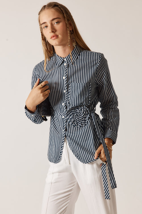 Rubyyaya Countryside Rose Top Navy