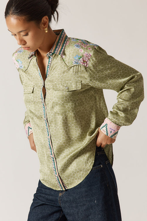Rubyyaya Daisy Duke Shirt Olive