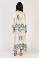 Back view of RubyYaya Garcia Shirt Cream showcasing hip length and relaxed silhouette