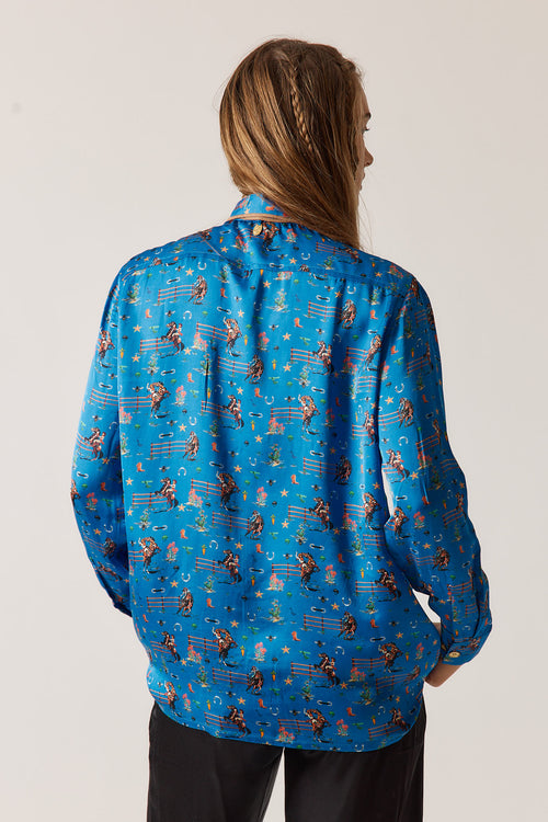 Rubyyaya Howdy Cowgirl Shirt Blue