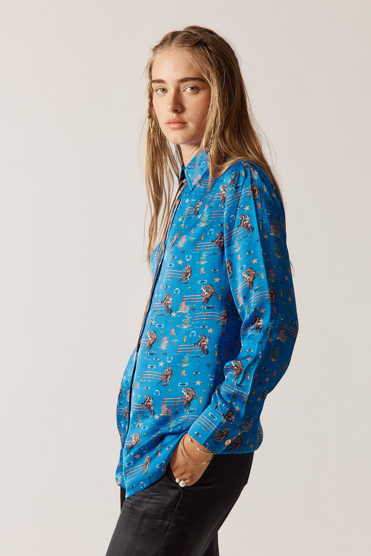 Rubyyaya Howdy Cowgirl Shirt Blue