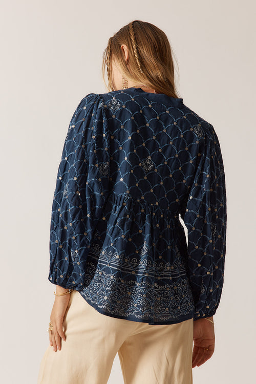 Rubyyaya Locket of Love Top Navy