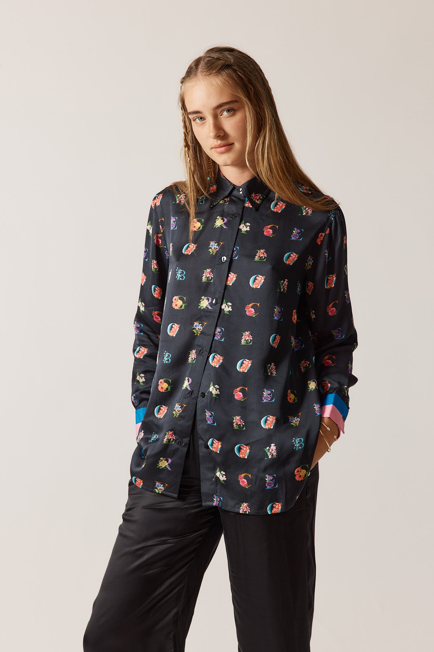 Rubyyaya Love Bloom Shirt Black