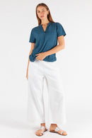 Rubyyaya Plain Collar T-Shirt Navy