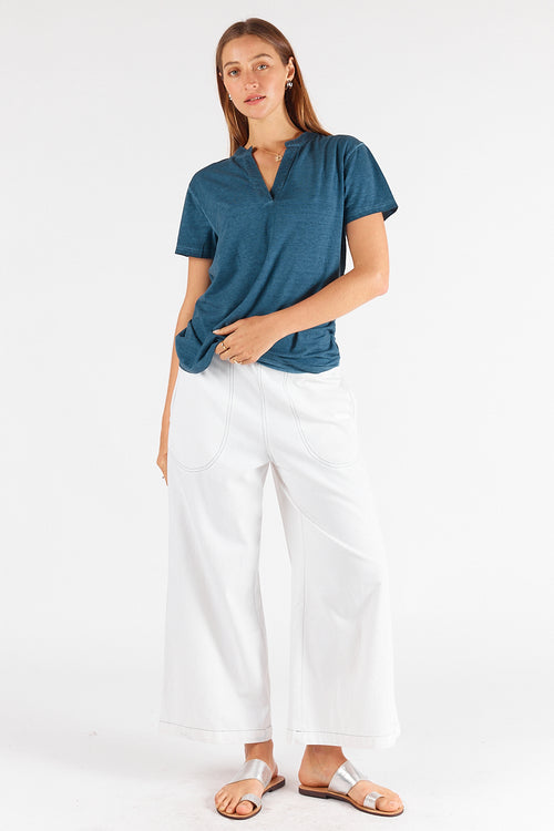 Rubyyaya Plain Collar T-Shirt Navy