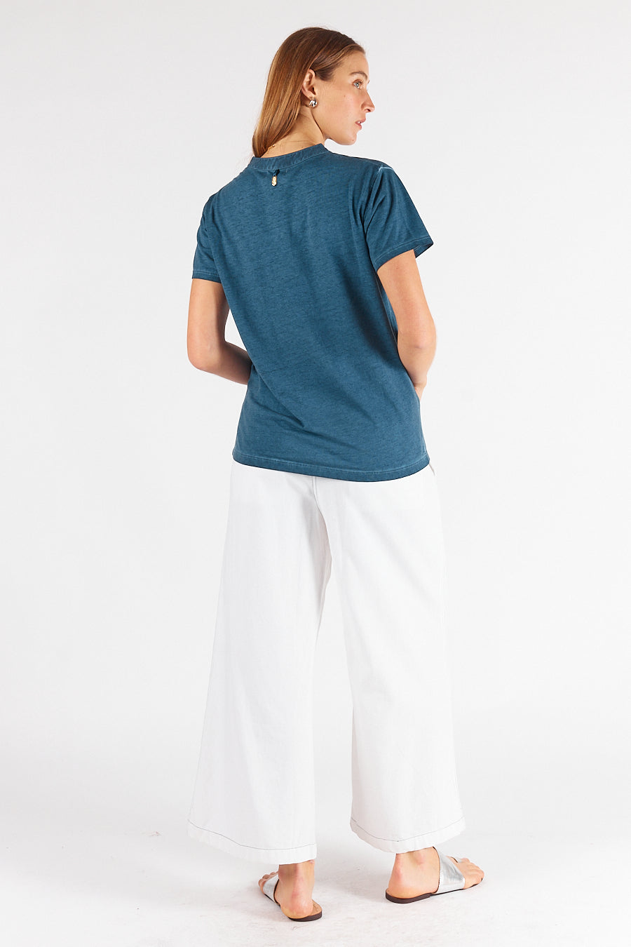 Rubyyaya Plain Collar T-Shirt Navy